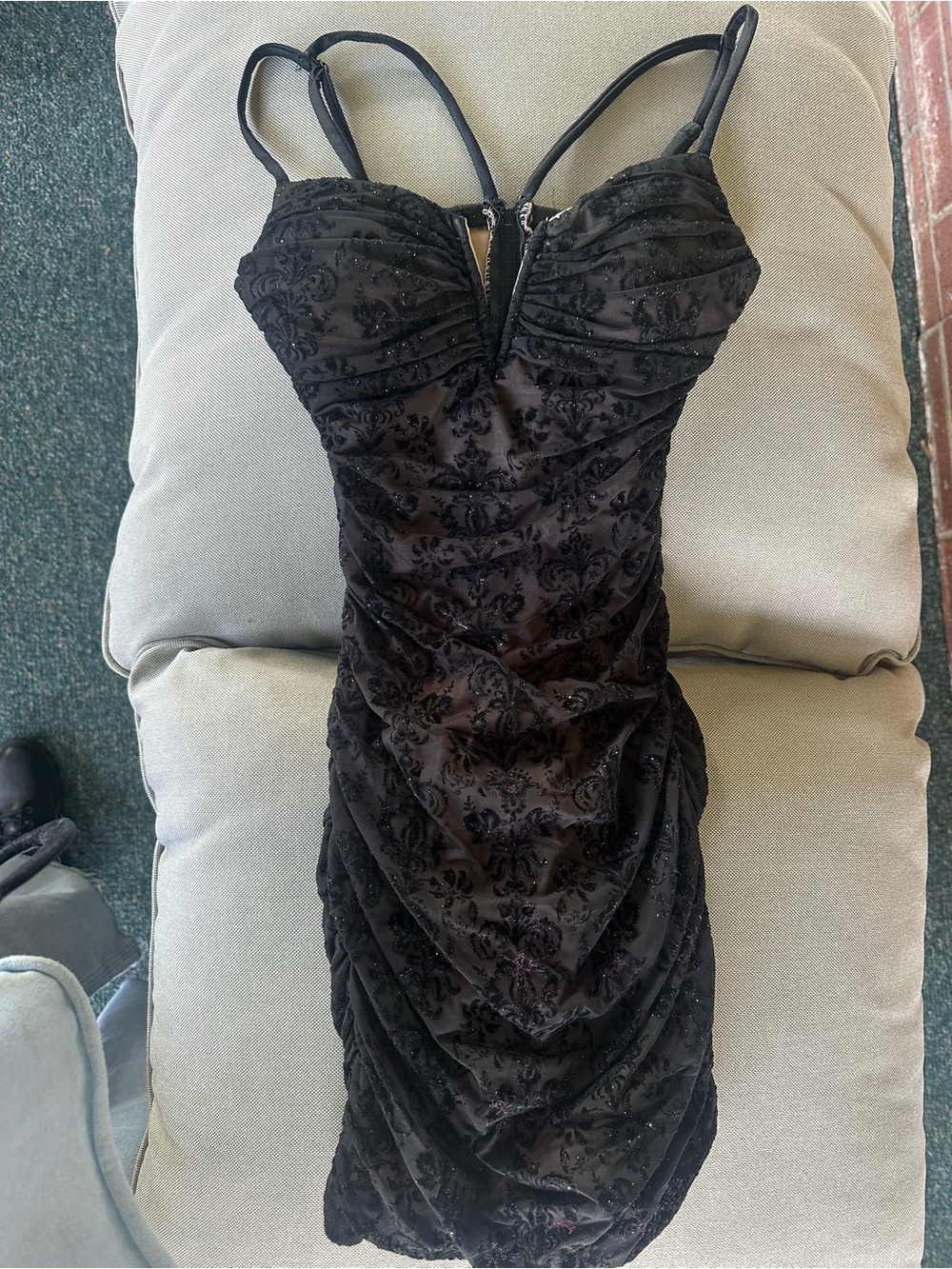 Black Embroidered Lace Bodycon Dress